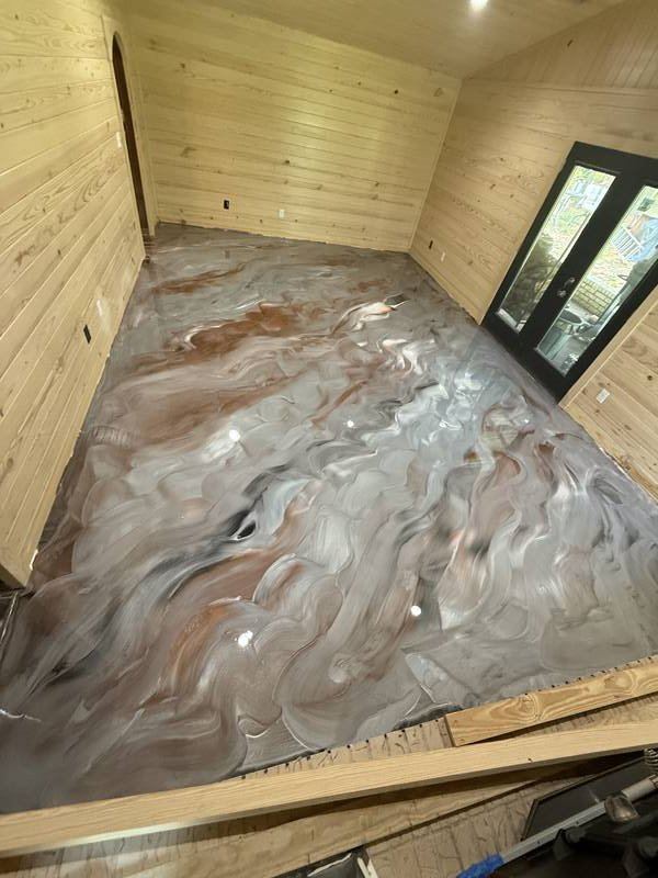 Metallic epoxy floor close-up North Texas