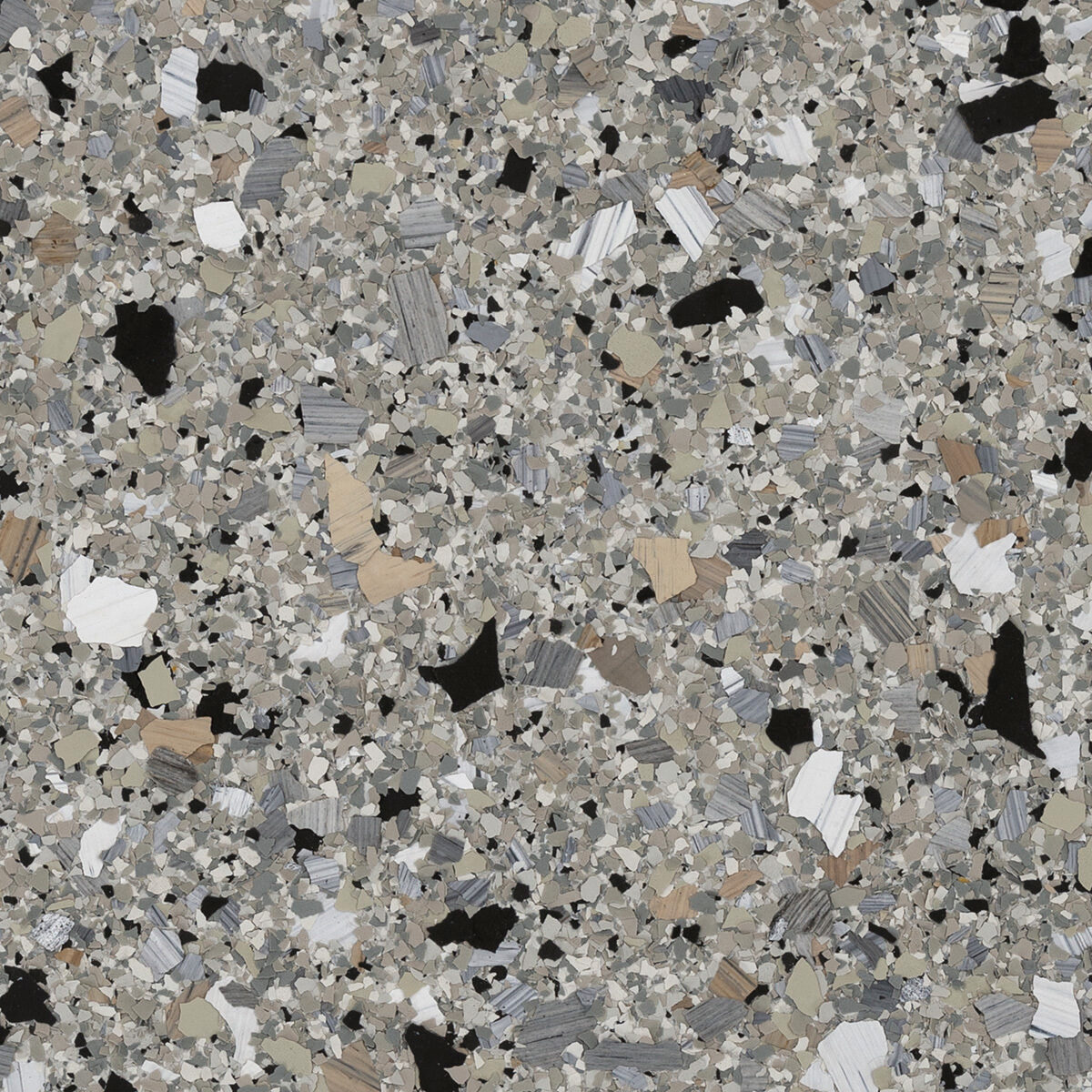 Close-up of the Shale flake blend used on this Sherman patio floor